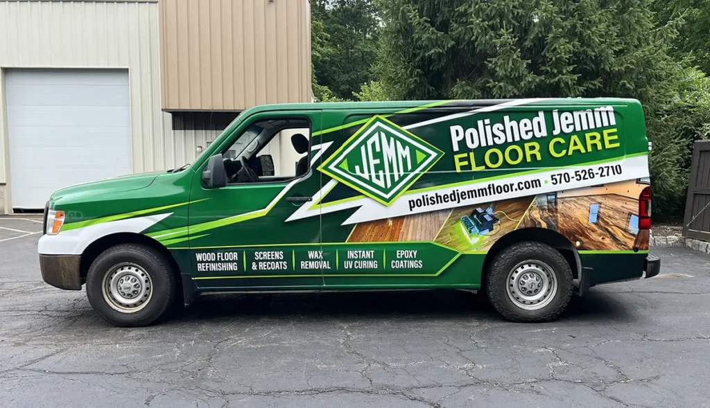 Polished Gem Floor Care Nissan NV250 commercial vehicle wrap in Milford PA
